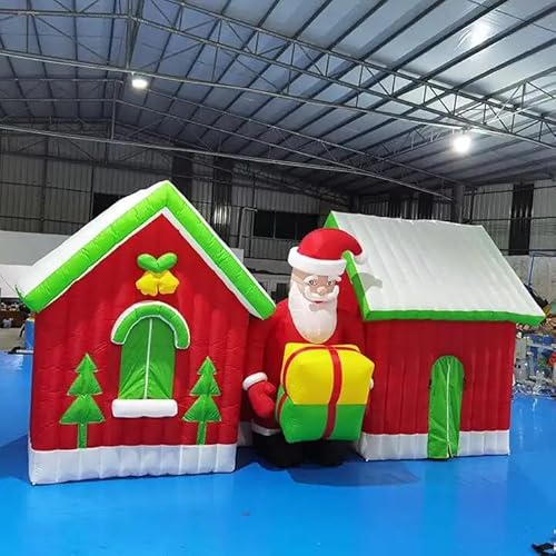 Alessia Cara Inflatable Christmas Houses and Santa Claus with Blower Red/White 23x10x11.5ft