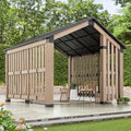 SummerCove 11x11 ft. Hardtop Gazebo Cedar Frame with Privacy Screen Matte Black