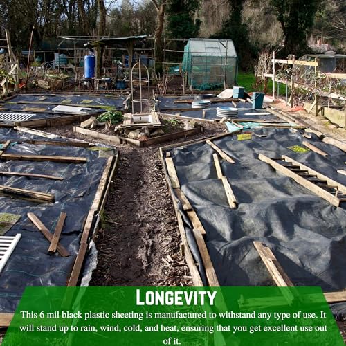 Farm Plastic Supply Heavy Duty Weed Control 6 Mil Black Plastic Sheeting 40' x 200'