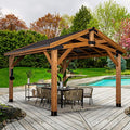 Backyard Discovery Norwood 14' x 12' Cedar Wood Outdoor Gazebo Pavilion Light Brown