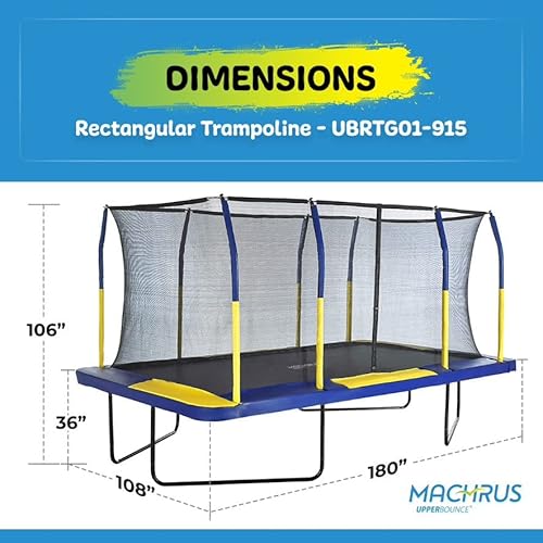 Upper Bounce Rectangle Trampoline Set with Premium Enclosure Blue/Yellow