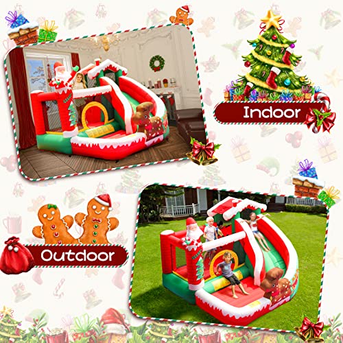 SunSports Christmas Bounce House with Slide Red/Green/White