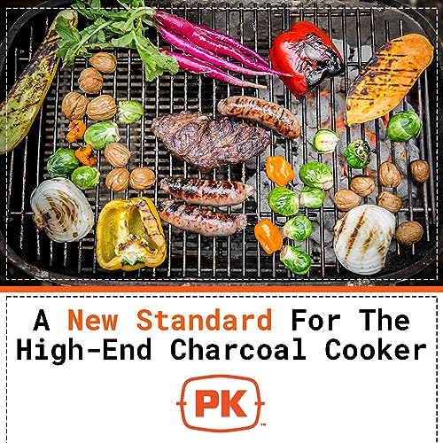 PK Grills Charcoal BBQ Grill and Smoker Combination PK360 Portable Outdoor Grill Smoker Graphite
