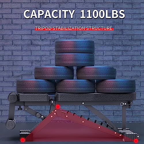 K KiNGKANG Adjustable Weight Bench 1100 LB Capacity Black