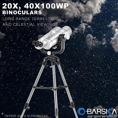 BARSKA Encounter 20x40x100 Waterproof Jumbo Binoculars with Hard Case Silver