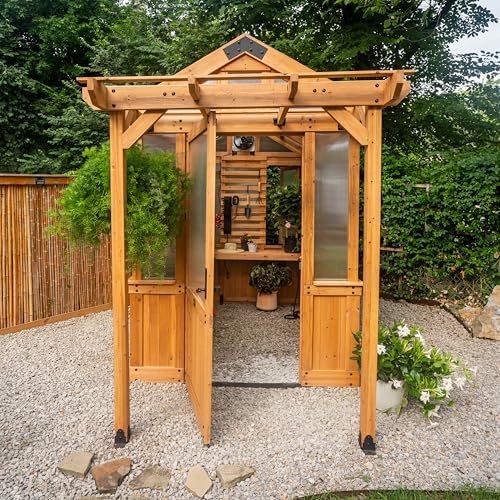 Backyard Discovery Bellerose 9' x 6' Cedar Wood Greenhouse Kit Light Brown