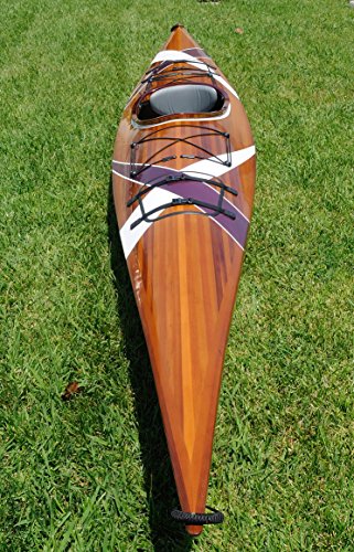 Wooden Boat USA Wooden Kayak with 2 Stripes 15-Feet Natural Wood