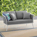 Modway Stance Outdoor Patio Woven Rope Loveseat White Gray