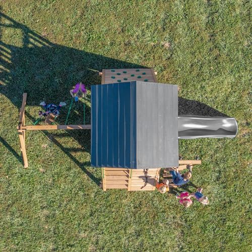 Backyard Discovery Endeavor Cedar Swing Set with Gray Wave Slide