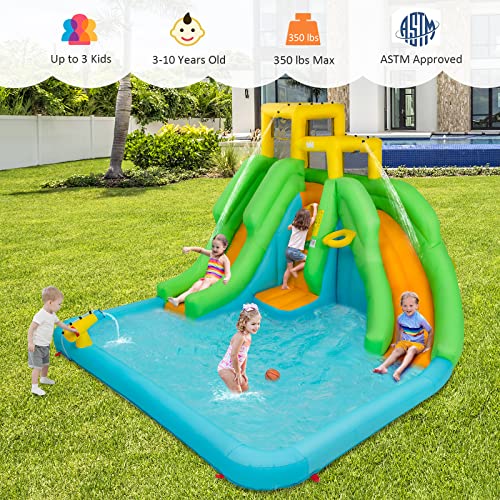 HONEY JOY Inflatable Water Slide 6-in-1 Kids Bouncer Multicolored