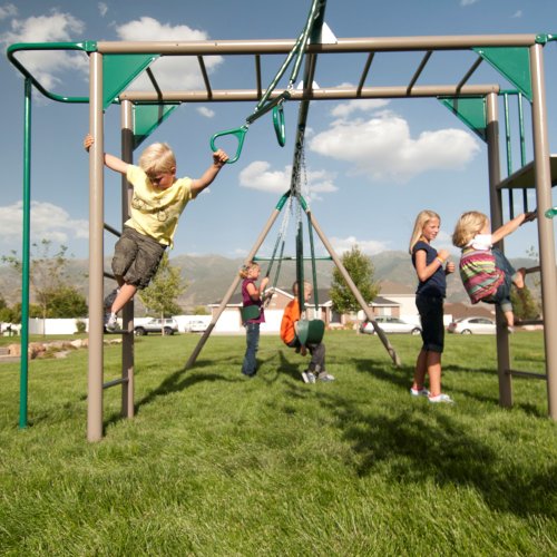 Lifetime Monkey Bar Adventure Swing Set with Wavy Slide Earthtone