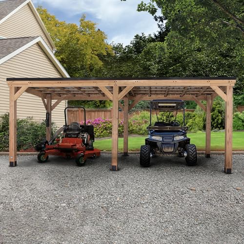 Backyard Discovery Arcadia 20' x 9.5' Cedar Wood Outdoor Gazebo Pavilion Light Brown