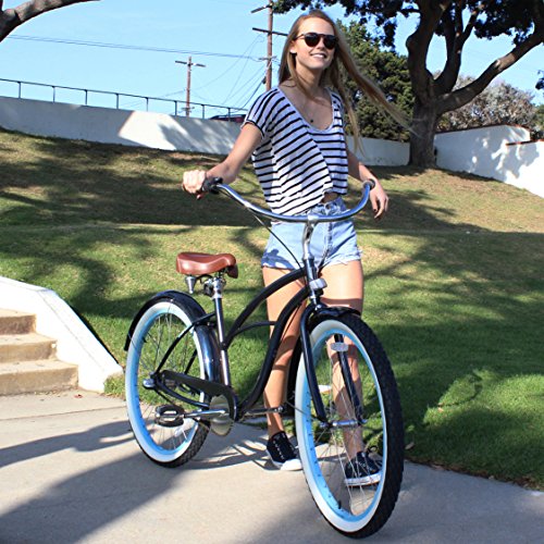 sixthreezero Women's 7-Speed Beach Cruiser Bicycle Serenity Green with Brown Accents