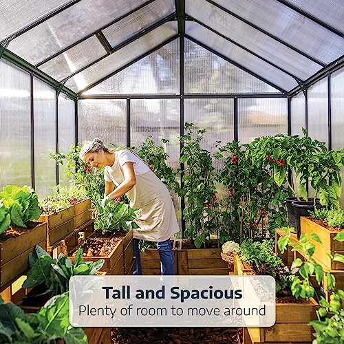 Palram Canopia Glory 8x12 Ft. Greenhouse Kit with Lockable Door and Vent Gray