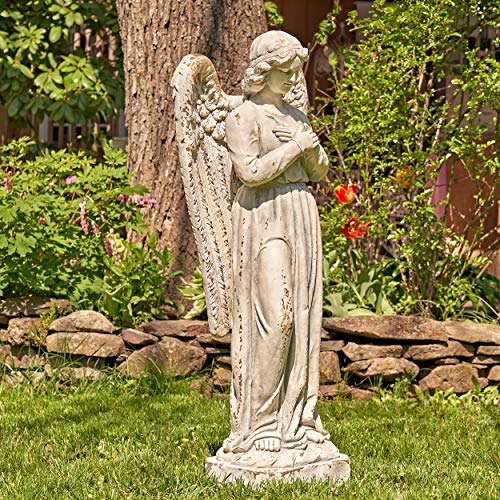 Zaer Ltd. Large Outdoor Safe Magnesium Angel Statue 47” Holding Heart Evangeline