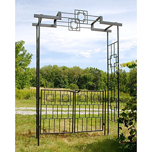 Achla Squares Arbor II Garden Arch Graphite