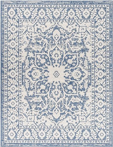 MARK & DAY 10x14 Mantinge Traditional Outdoor Rug Navy