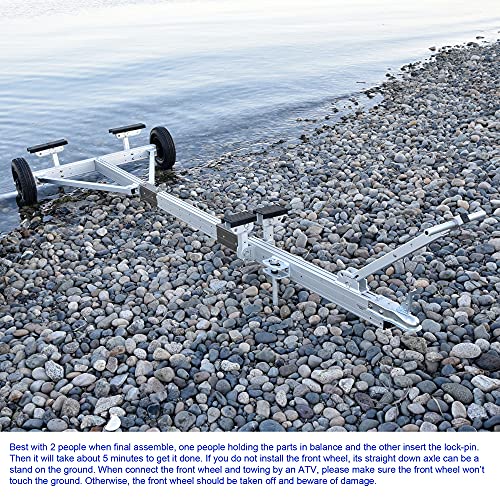 Seamax Aluminium Portable Boat Dolly Set with Handle Silver