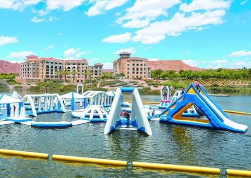 BOZHOUYUPIN Inflatable Floating Water Trampoline Park Triangle Water Slide