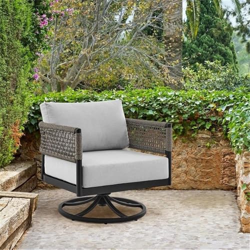 Afuera Living Modern Aluminum Outdoor Swivel Rocking Chair Black