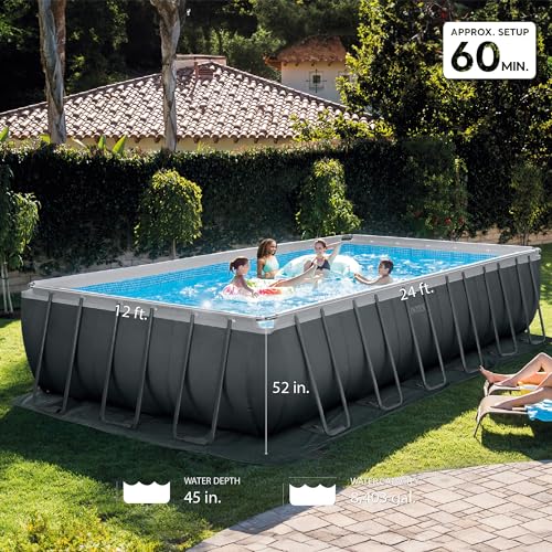 Intex Ultra XTR Rectangular Pool Set with Pump & Vacuum Gray