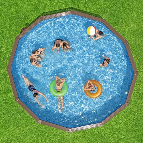 Bestway Hydrium 18' x 52" Steel Wall Above Ground Swimming Pool Set Brown