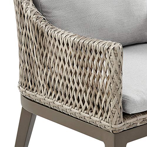 Armen Living Silvana Outdoor Patio Wicker Aluminum Dining Chair Set of 2 Grey