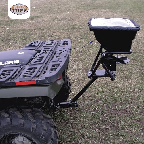 Field Tuff 12V ATV Hitch Mount Receiver 80 lb Fertilizer Spreader Black (2 Pack)
