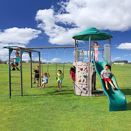 Lifetime Adventure Tower Deluxe Swing Set Playset Earthtone