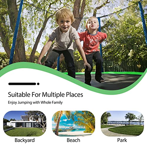 Lyromix 14FT Trampoline with Slide, Swings & Basketball Hoop, Green