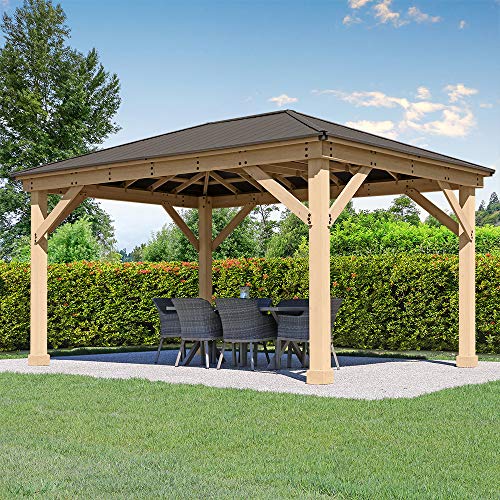 Yardistry 12' x 16' Meridian Cedar Wood Gazebo Pavilion Brown