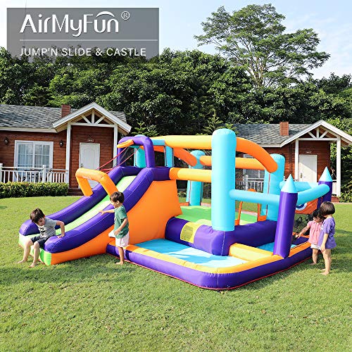 AirMyFun Inflatable Bounce House with Slide and Splash Pool Rainbow