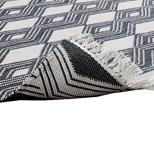 Benzara Handwoven Diamonds Patio Maya Area Rug 8x10 Charcoal Gray