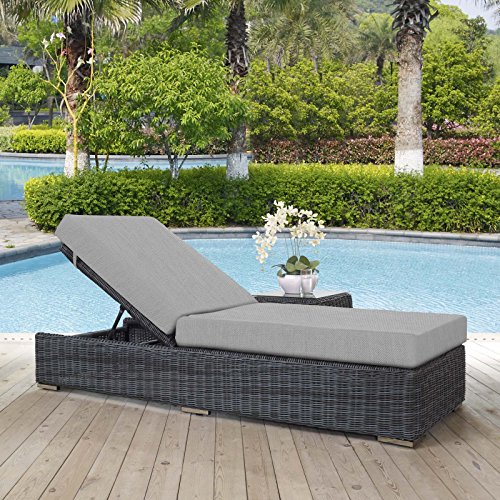 Modway Summon Outdoor Patio Chaise Lounge Chair with Sunbrella® Fabric Cushions Grey