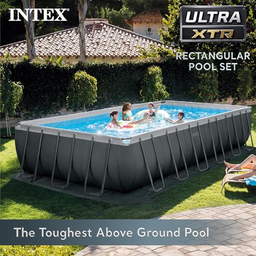 Intex Ultra XTR Deluxe Rectangular Above Ground Pool Set Gray