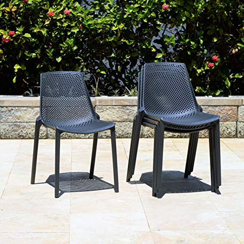 Amazonia Kolob 9 Piece Patio Dining Set Eucalyptus Table with Grey Resin Chairs Grey