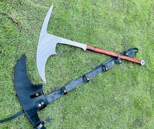 EGKH Custom Axe with Long Handle and Carbon Steel Blade Silver