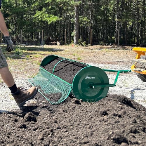 Landzie Tow-Behind Compost and Peat Moss Spreader 60 x 20 Inch for Large Lawns