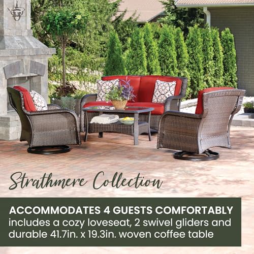 Hanover Strathmere Outdoor 4-Piece Conversation Set Crimson Red