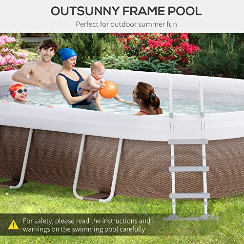 Outsunny 18' x 10' Above Ground Rectangular Pool Set Brown
