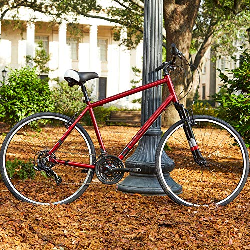 ROYCE UNION RMY 700c Mens 21-Speed Hybrid Comfort Bike 17" Aluminum Frame Metallic Red