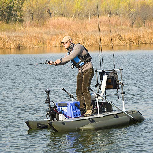AQUOS Heavy-Duty Inflatable Pontoon Boat 8.8ft Green