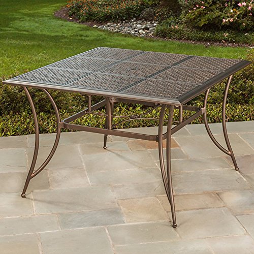 Oakland Living Ice Cooler Carts Bali 11 Piece Bar Set with Square Table, Stools & Umbrella Antique Bronze