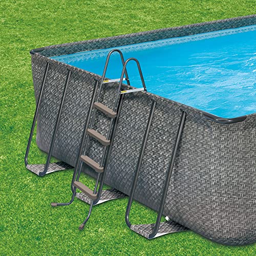 Summer Waves Outdoor Rectangular Frame Above Ground Swimming Pool Set Gray