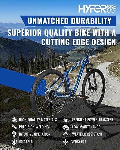 Hyper Mountain Bike 29 Inch Trail Bike with Shimano 9 Speed Shifters and Lightweight Aluminum Frame (Blue)