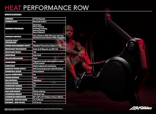 Life Fitness Heat Performance Rower with TFT Console Black