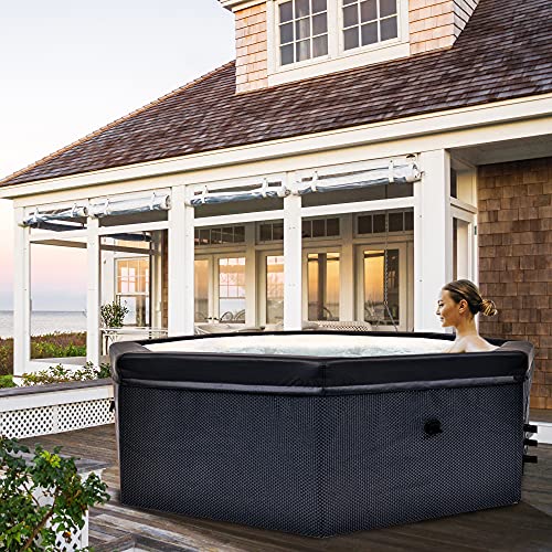Pool Central 6-Person Rigid Foam Wall Portable Hot Tub Spa Black