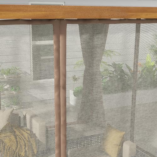 Outsunny 10' x 13' Louvered Pergola Hardtop Gazebo with Adjustable Aluminum Roof, Natural Wood