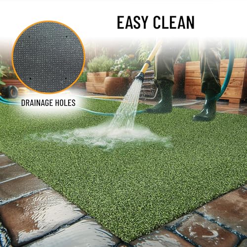 Ottomanson Artificial Turf Golf Hitting Mat Green