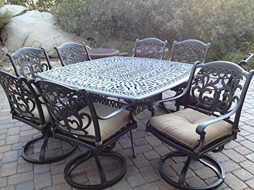 Patio Land Mandalay 9pc Outdoor Patio Dining Set Dark Bronze Sesame